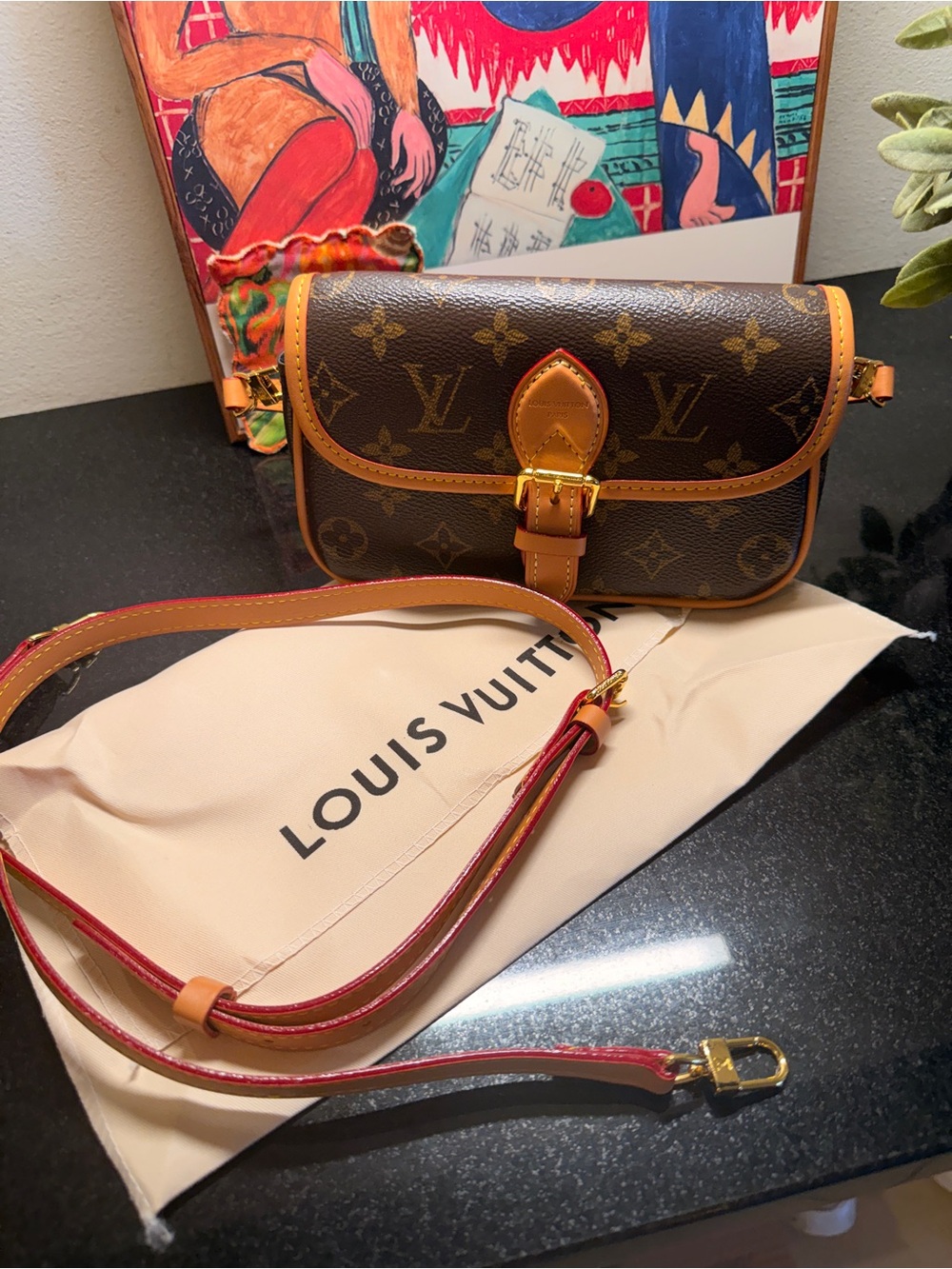 Inspired Monogram Crossbody Bag in Brown with Tan Trim